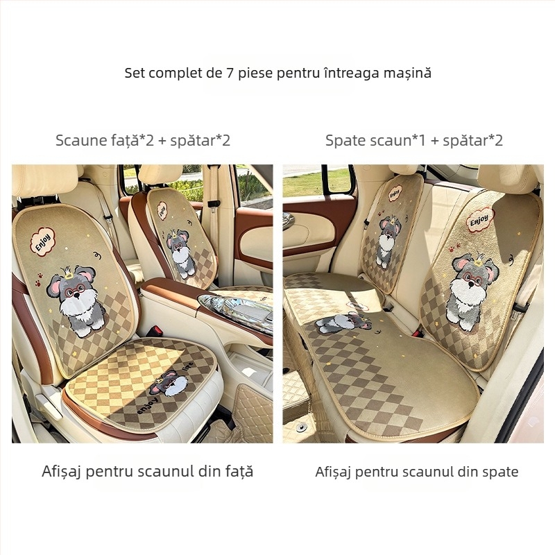 Acoperire pentru scaun auto - universală, stil desene animate, pentru toate anotimpurile, respirabil, suprafață Ice Silk, umplutură burete, stil plat