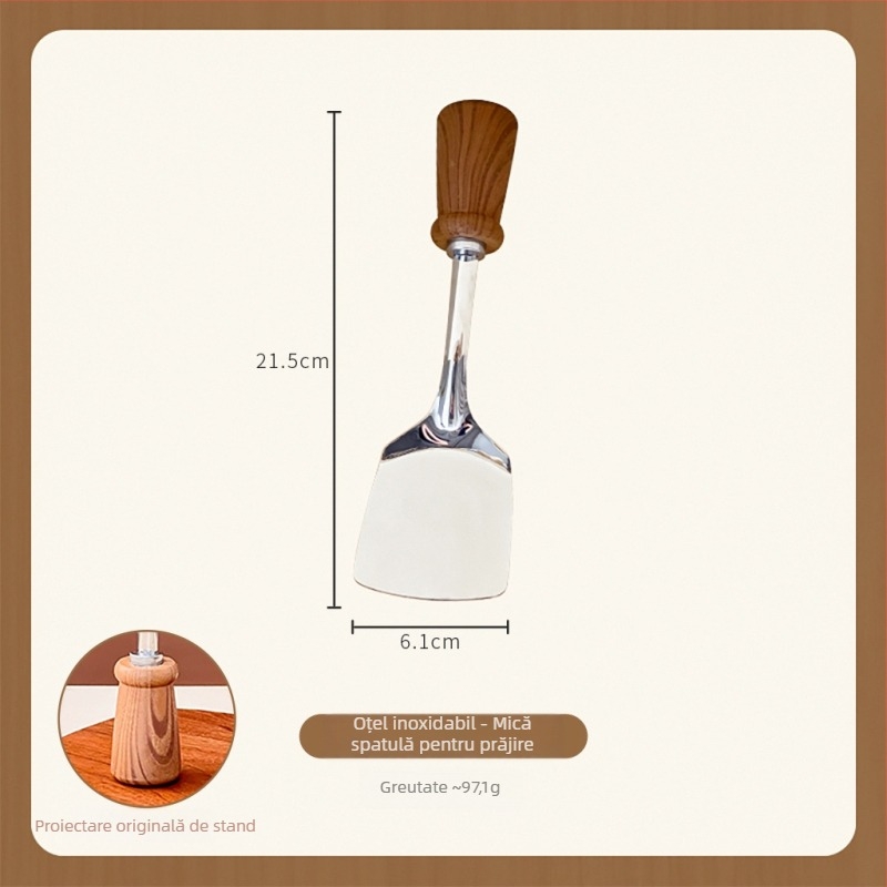 Set spatule de gătit cu mâner imitatie lemn (Marcă: Platinum; Material: 201+410+PP; Funcție: antiaderent; Stil: antic, retro)