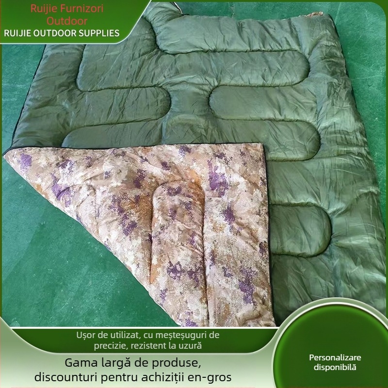 Sac de dormit tip plic pentru adulți, umplutură din bumbac gol, căptușeală din poliester, țesătură poliester, construcție tip plic, greutate 1-3 kg