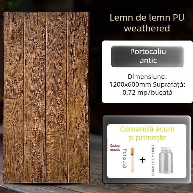 Panou decorativ din cărămidă antic PU, aspect lemn, stil european clasic, finisaj mat, fabricație poliuretană