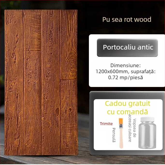 Panou decorativ din cărămidă antic PU, aspect lemn, stil european clasic, finisaj mat, fabricație poliuretană