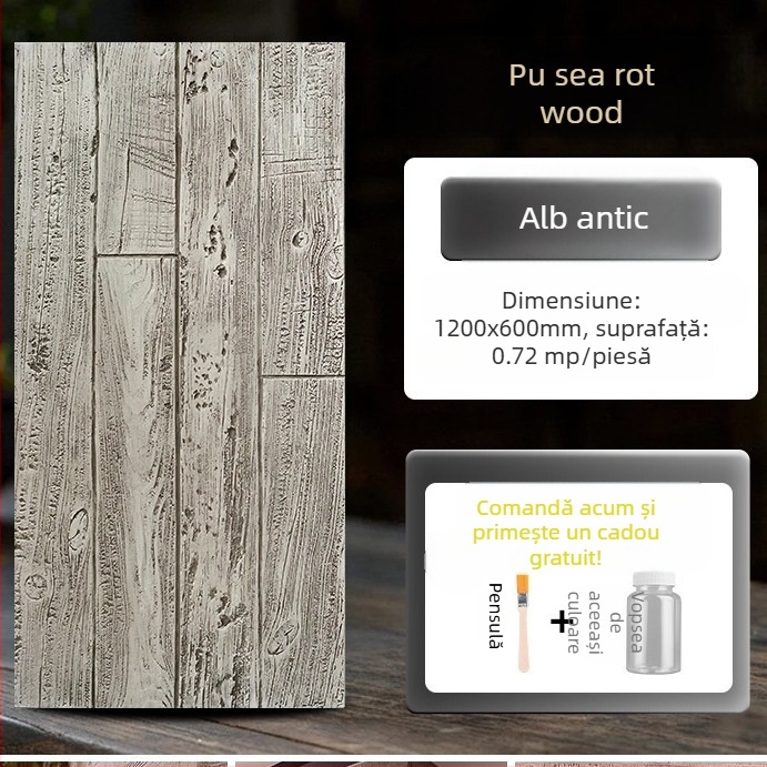 Panou decorativ din cărămidă antic PU, aspect lemn, stil european clasic, finisaj mat, fabricație poliuretană