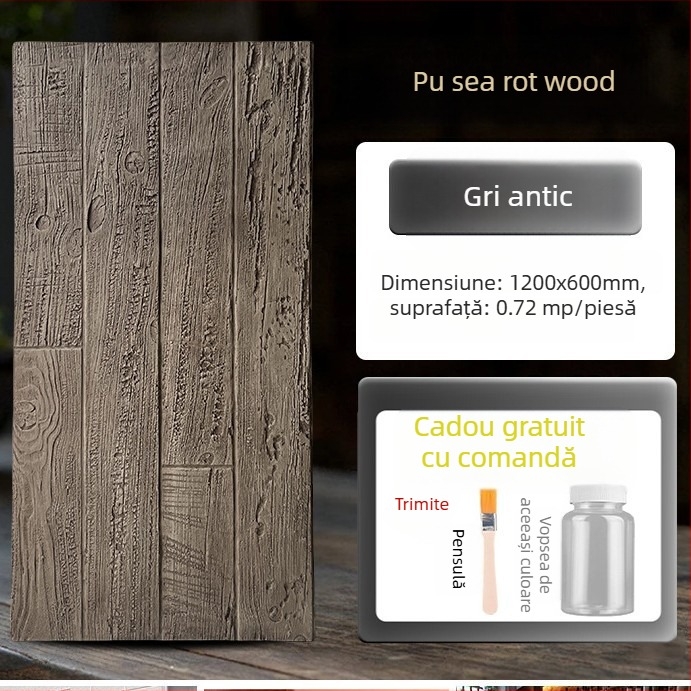 Panou decorativ din cărămidă antic PU, aspect lemn, stil european clasic, finisaj mat, fabricație poliuretană