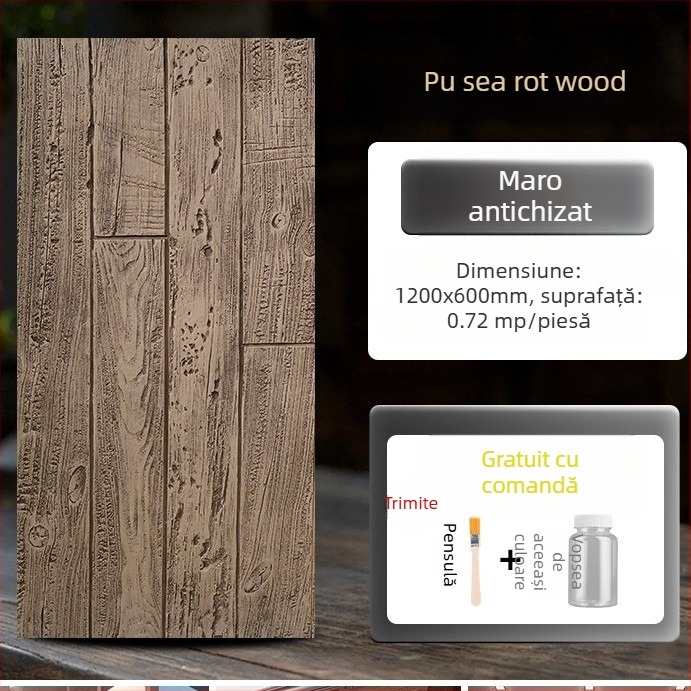 Panou decorativ din cărămidă antic PU, aspect lemn, stil european clasic, finisaj mat, fabricație poliuretană