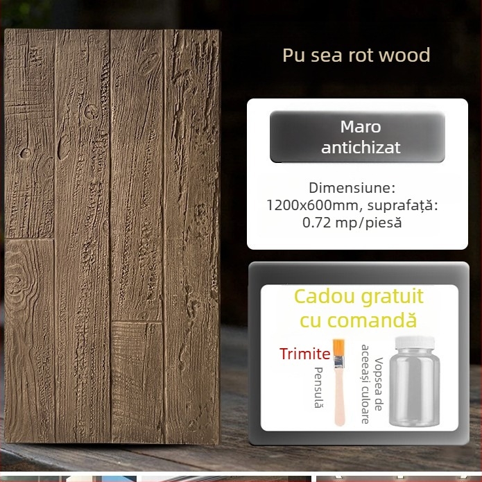 Panou decorativ din cărămidă antic PU, aspect lemn, stil european clasic, finisaj mat, fabricație poliuretană