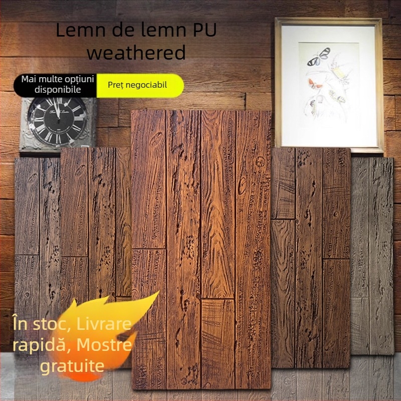 Panou decorativ din cărămidă antic PU, aspect lemn, stil european clasic, finisaj mat, fabricație poliuretană