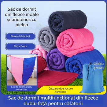 Sac de dormit tip plic din fleece pentru exterior, cu căptușeală din velvet, țesătură polar fleece, pentru adulți, 600 g