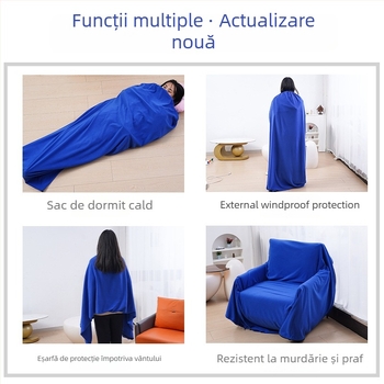 Sac de dormit tip plic din fleece pentru exterior, cu căptușeală din velvet, țesătură polar fleece, pentru adulți, 600 g