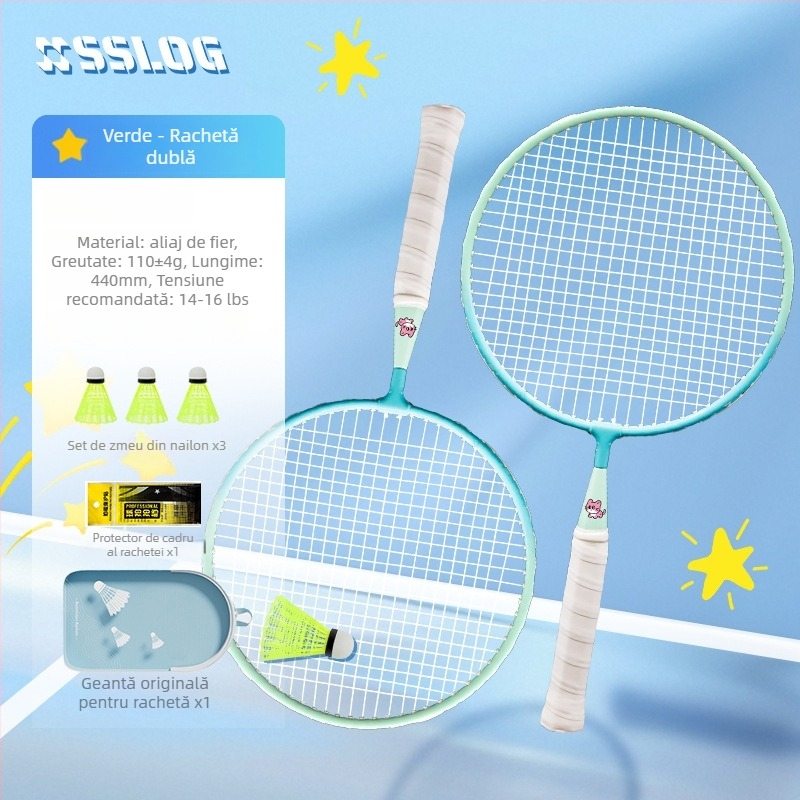 Rachetă de badminton pentru copii – ramă din aliaj de fier, greutate 95–100 g, priză G3