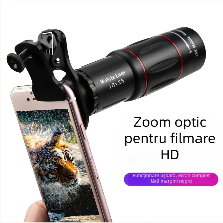 Telescop monocular 18x pentru concerte și fotografie mobilă în aer liber – obiectiv extern cu focală lungă