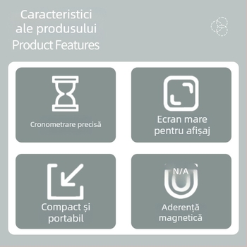 Cronometru electronic de tip countdown cu ecran LED mare, alimentat cu baterii, alarmă și cronograf