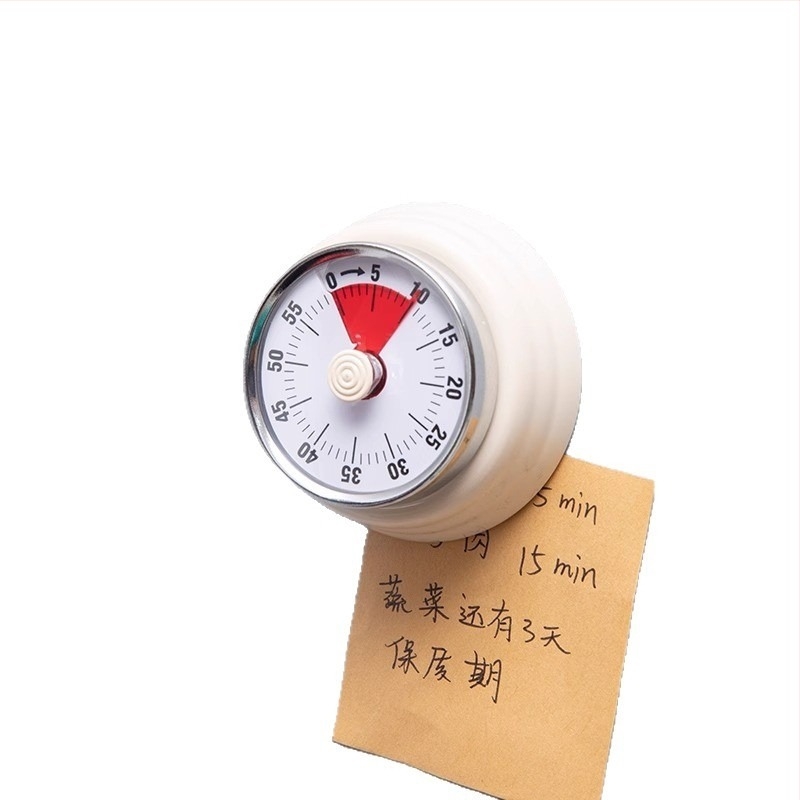 Cronometru vizual mecanic cu montaj magnetic pentru bucătărie și studiu – carcasă rotundă din ABS, acționare manuală, afișaj cu indicator, cronometru