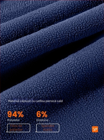 Geacă de exterior pentru toamnă-iarnă, model Striped Color-Block, guler înalt, material poliester, căptușeală Peach Fleece