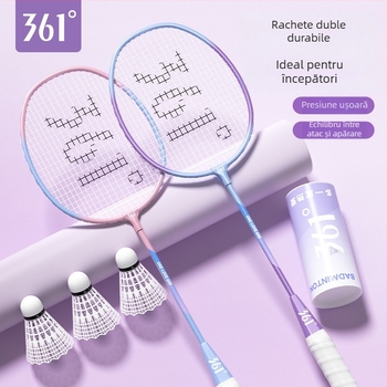 Set de 6 crose de badminton, ultra-ușoare și durabile, cadru din aliaj de fier, șnururi din nylon, greutate 95–100 g, mâner G2, cap cu design drept