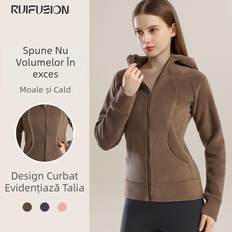 Palton sport cu glugă pentru femei, gros pentru iarnă – exterior poliester, căptușeală poliesterică, mâneci lungi