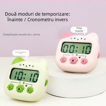 Cronometru de bucătărie pentru copii — mecanism electronic, afișaj digital, cronograf, alimentat cu baterii, carcasă din plastic