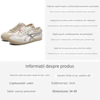 Adidași pentru femei cu exterior din velur și material, căptușeală din plasă respirabilă, șireturi, talpă din cauciuc