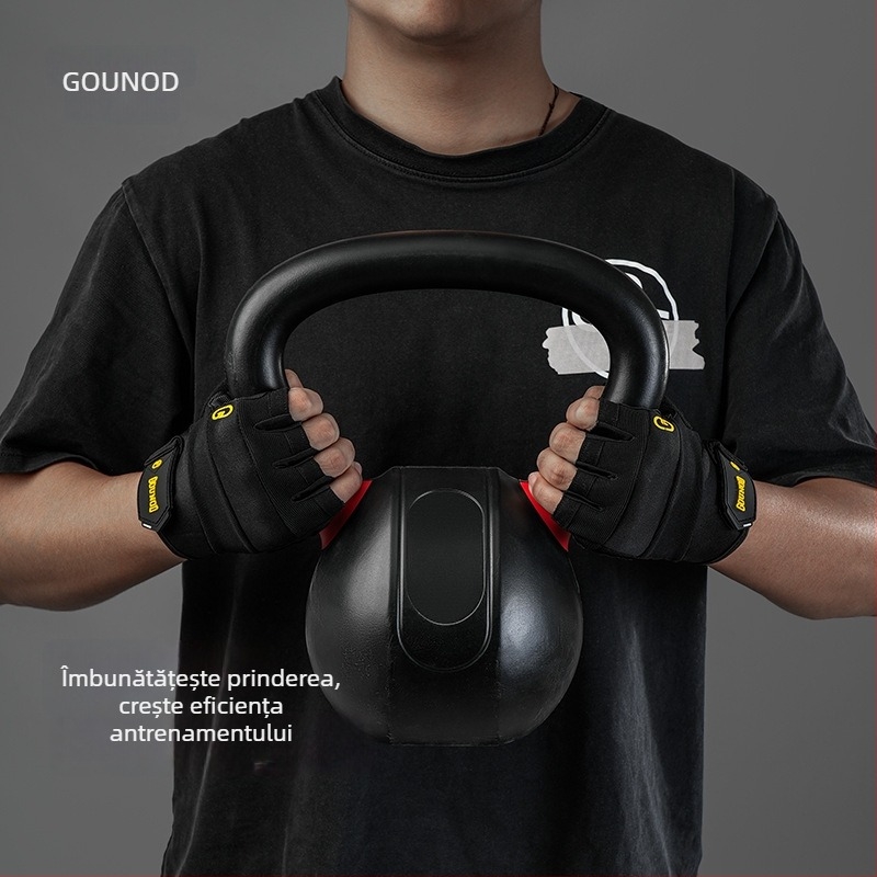 Mănuși half-finger pentru ridicări - palmă din poliester, protecție, antiaderente, rezistente la uzură, pentru adulți