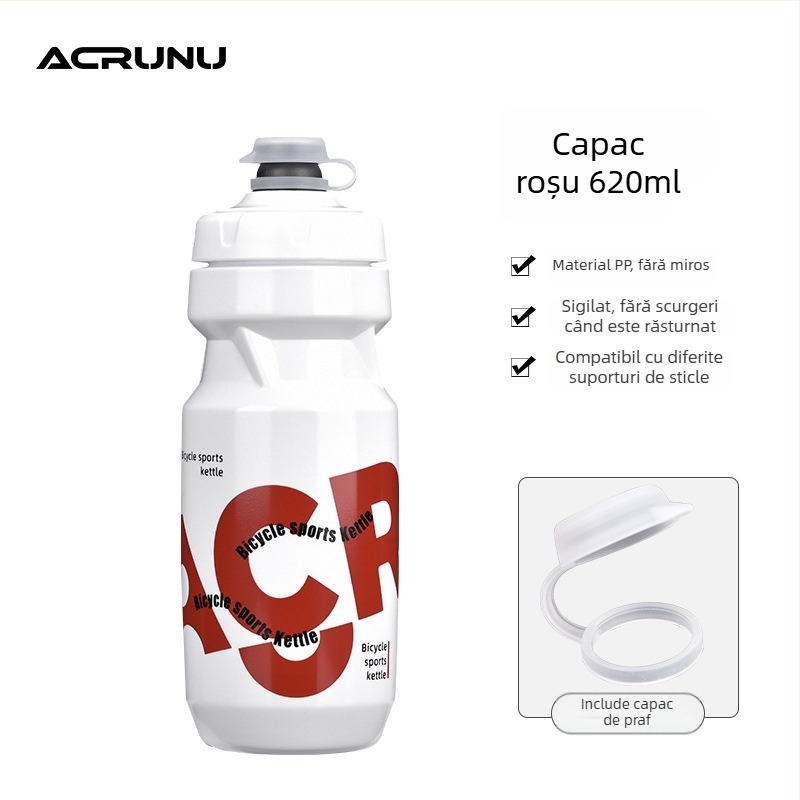 ACRUNU sticlă de apă pentru bicicletă, cu design de tip presiune — capacitate mare, blocare de siguranță, bază îngroșată, potrivită pentru MTB și biciclete de drum.
