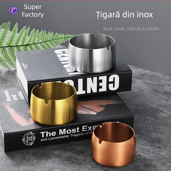 Cenușar din oțel inoxidabil, design rezistent la vânt, imprimare siglă, reutilizabil, stil modern minimalist