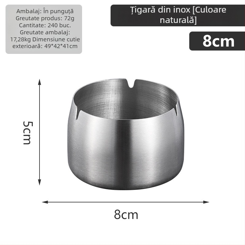 Cenușar din oțel inoxidabil, design rezistent la vânt, imprimare siglă, reutilizabil, stil modern minimalist