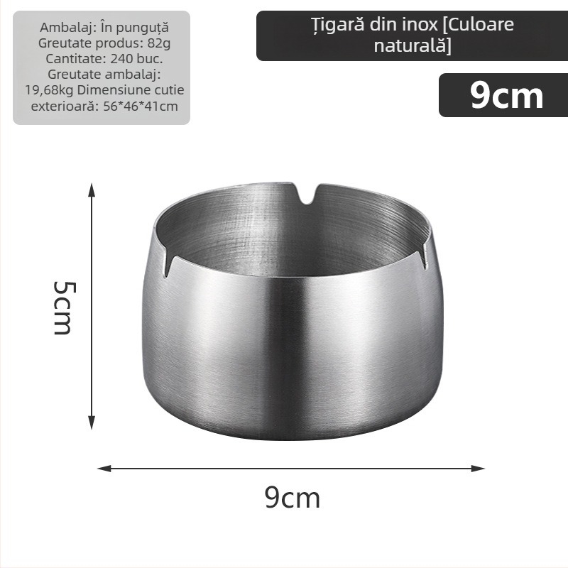 Cenușar din oțel inoxidabil, design rezistent la vânt, imprimare siglă, reutilizabil, stil modern minimalist