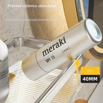 Raft de baie montat pe perete, din acrilic, cu două etaje, stil Light Luxury, brand Splendid Centennial (Material: acrilic, Niveluri: 2, Stil: Light Luxury, Brand: Splendid Centennial)