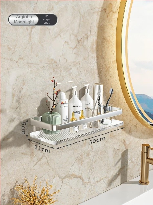 Raft de baie montat pe perete, din acrilic, cu două etaje, stil Light Luxury, brand Splendid Centennial (Material: acrilic, Niveluri: 2, Stil: Light Luxury, Brand: Splendid Centennial)