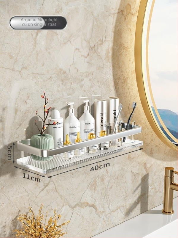 Raft de baie montat pe perete, din acrilic, cu două etaje, stil Light Luxury, brand Splendid Centennial (Material: acrilic, Niveluri: 2, Stil: Light Luxury, Brand: Splendid Centennial)