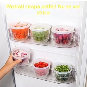 Cutie din plastic rotundă pentru păstrarea cepei și a usturoiului în bucătărie