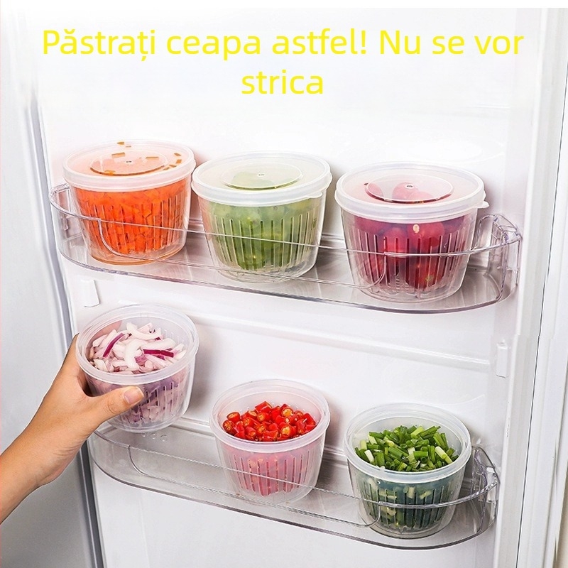 Cutie din plastic rotundă pentru păstrarea cepei și a usturoiului în bucătărie