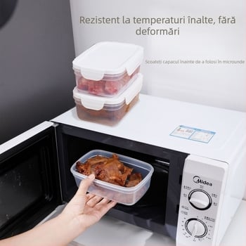 Cutie prânz din plastic, sigur pentru microunde, cu capac – portabilă, etanșă pentru depozitare alimentelor