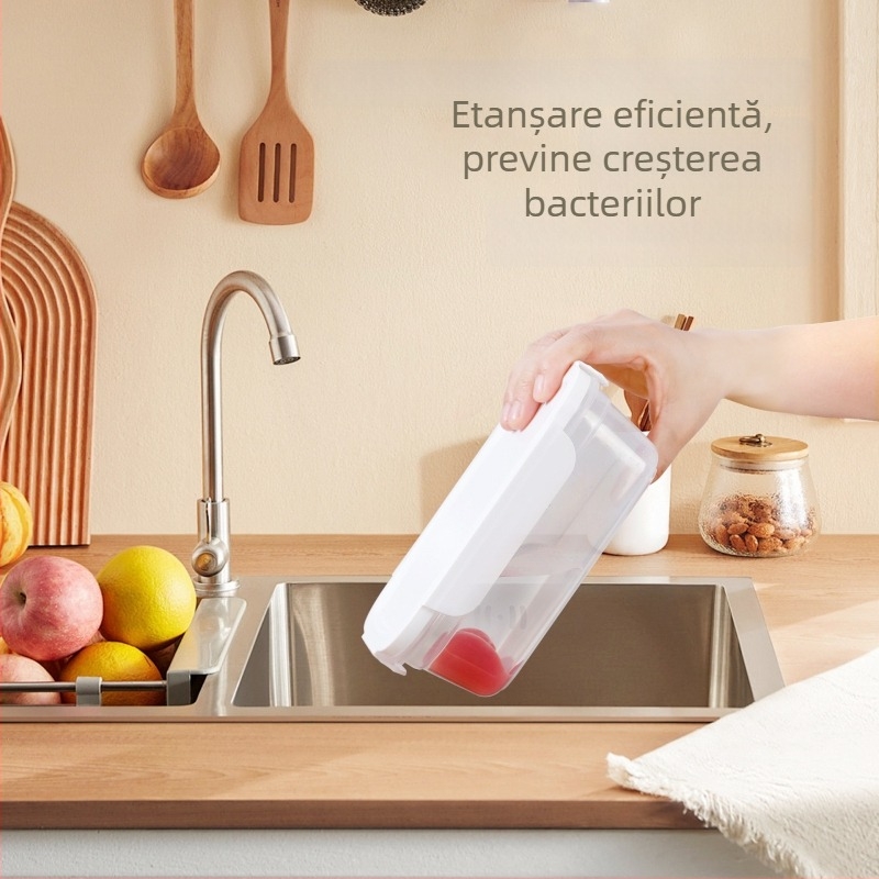 Cutie prânz din plastic, sigur pentru microunde, cu capac – portabilă, etanșă pentru depozitare alimentelor