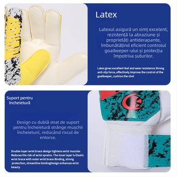 Mănuși de portar fotbal, latex, palmă îngroșată, protecție a degetelor, pentru antrenament, personalizabile, brand Dazzle Force