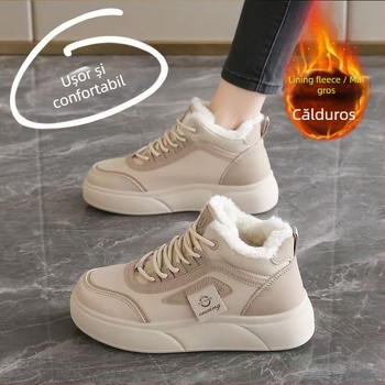 Pantofi damă înalți din bumbac, cu pluș artificial în căptușeală, PU partea superioară, talpă EVA