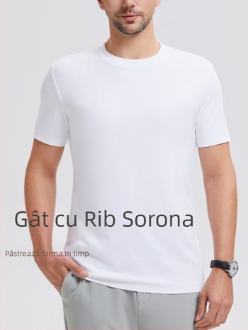 Tricou de bază unisex din bumbac, cu mânecă scurtă, antibacterian, 100% bumbac, culoare solidă, pentru fitness