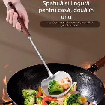 Spatulă de bucătărie din oțel inoxidabil, în formă de ciupercă; antiaderent, anti-derapare, rezistentă la temperaturi înalte, anti-arzire; mâner din oțel inoxidabil