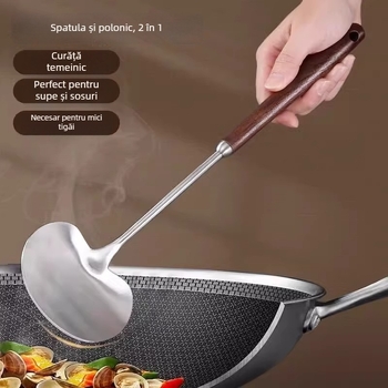 Spatulă de bucătărie din oțel inoxidabil, în formă de ciupercă; antiaderent, anti-derapare, rezistentă la temperaturi înalte, anti-arzire; mâner din oțel inoxidabil