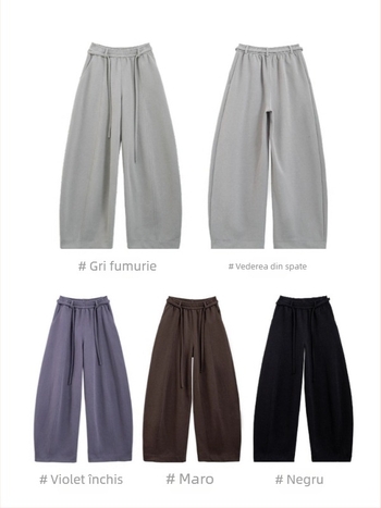 Pantaloni casual lungi pentru femei, talie înaltă, croială lejeră, amestec bumbac-spandex, toamnă/iarnă 2025