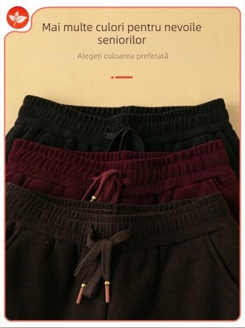 Pantaloni sport femei cu căptușeală fleece, croială lejeră, lungi, grosime medie, ușoară elasticitate