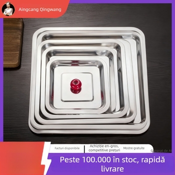 Farfurie pătrată din oțel inoxidabil, suprafață electroplacată, culoare solidă, stil minimalist modern, pentru hoteluri și mese