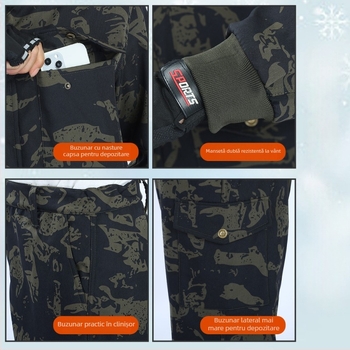 Îmbrăcăminte camuflaj pentru toamnă și iarnă - bumbac 100%, rezistent la uzură, rezistent la vânt, unisex