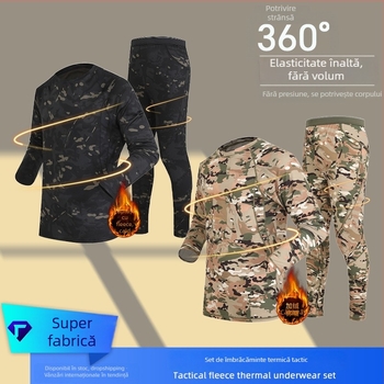 Set tactic de lenjerie termică din fleece – fibră chimică, camuflaj rus, respirabil, cald, evacuează umezeala
