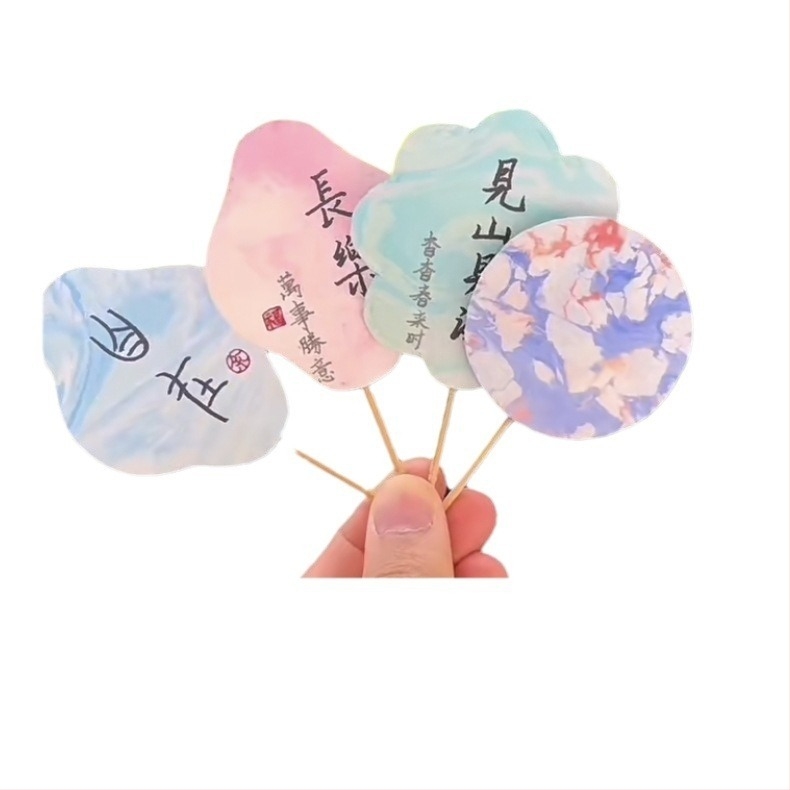 Fan rotund lacuit - Handmade, DIY marmorat, Baize, carton, model SZ00124, stil simplu modern, portabil, pentru elevi