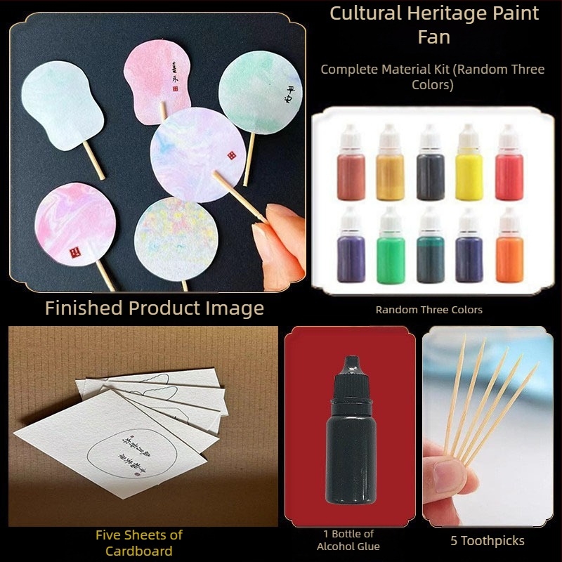 Fan rotund lacuit - Handmade, DIY marmorat, Baize, carton, model SZ00124, stil simplu modern, portabil, pentru elevi