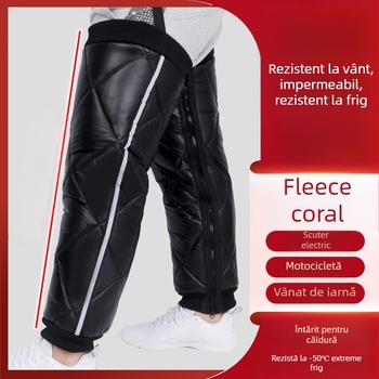 Genunchere încălzite pentru motocicletă electrică, protecție pentru gambe împotriva vântului și fermoar la gleznă; material fleece coral; pentru adulți; potrivite pentru ciclism, sporturi pe gheață și zăpadă, drumeții