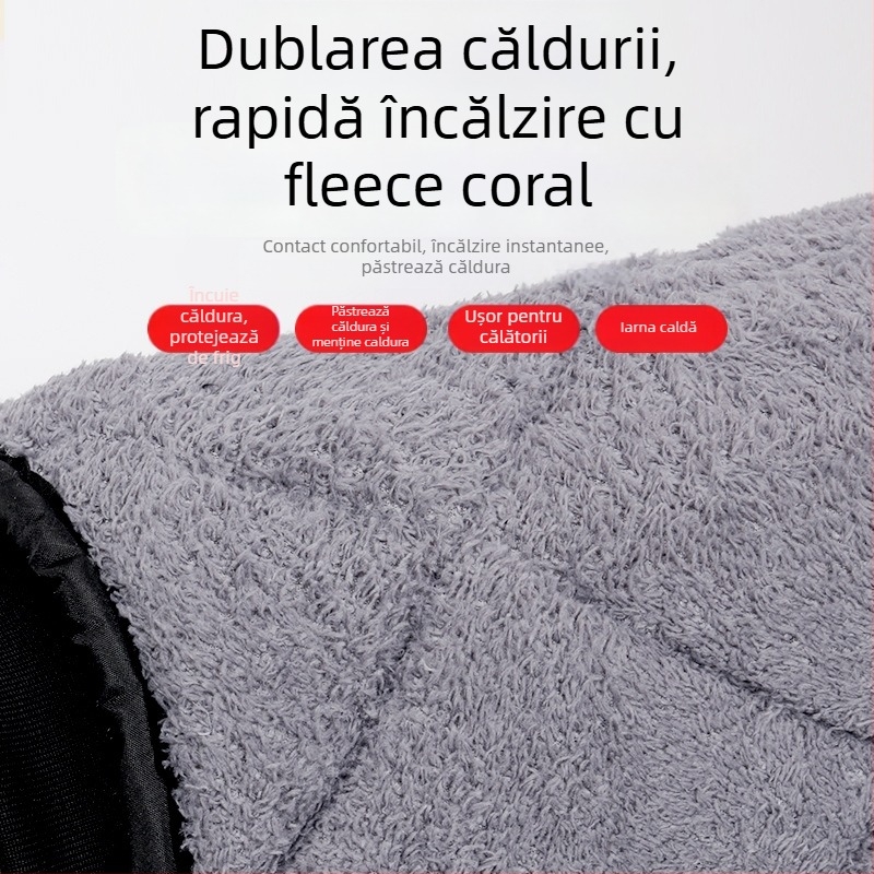Genunchere încălzite pentru motocicletă electrică, protecție pentru gambe împotriva vântului și fermoar la gleznă; material fleece coral; pentru adulți; potrivite pentru ciclism, sporturi pe gheață și zăpadă, drumeții