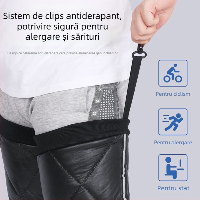 Genunchere încălzite pentru motocicletă electrică, protecție pentru gambe împotriva vântului și fermoar la gleznă; material fleece coral; pentru adulți; potrivite pentru ciclism, sporturi pe gheață și zăpadă, drumeții