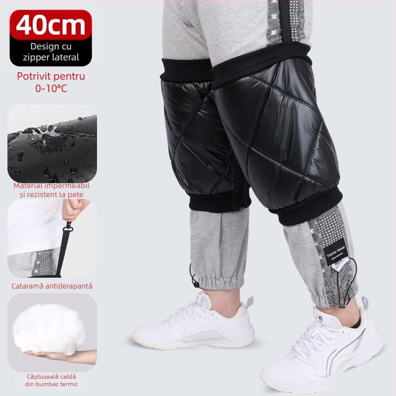 Genunchere încălzite pentru motocicletă electrică, protecție pentru gambe împotriva vântului și fermoar la gleznă; material fleece coral; pentru adulți; potrivite pentru ciclism, sporturi pe gheață și zăpadă, drumeții