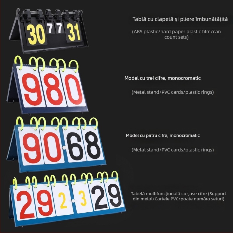 Tabla de scor pentru mai multe sporturi – PVC portabil, pliabilă, imprimare logo, procesare personalizată; potrivit pentru baschet, fotbal, tenis, badminton, tenis de masă, volei